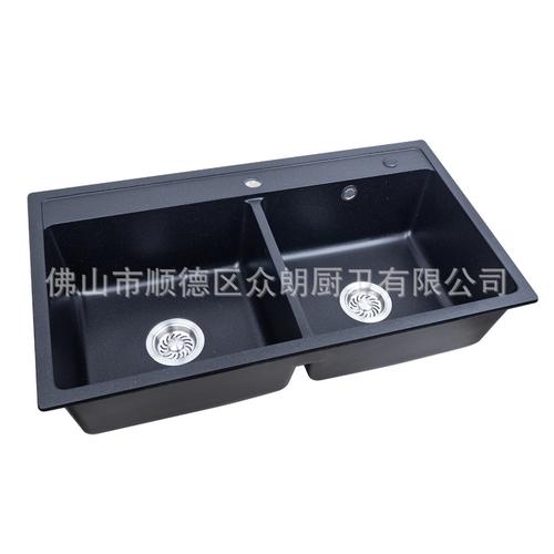 厨房水槽_英石厨房水槽珍珠黑花岗岩双盆同大洗菜盆sys8649c